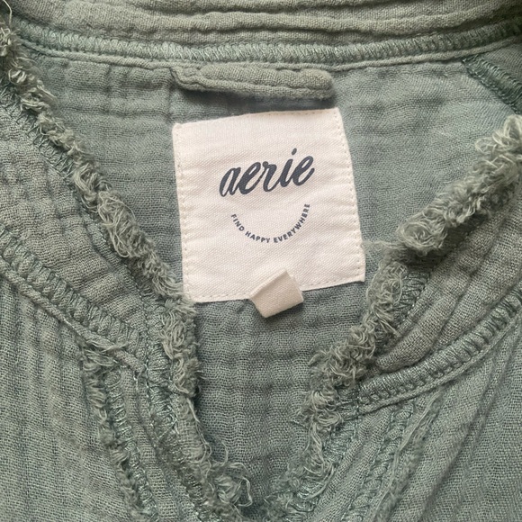 Aerie Olive Green Gauze Button Down Shirt – Size XS - Picture 5 of 7